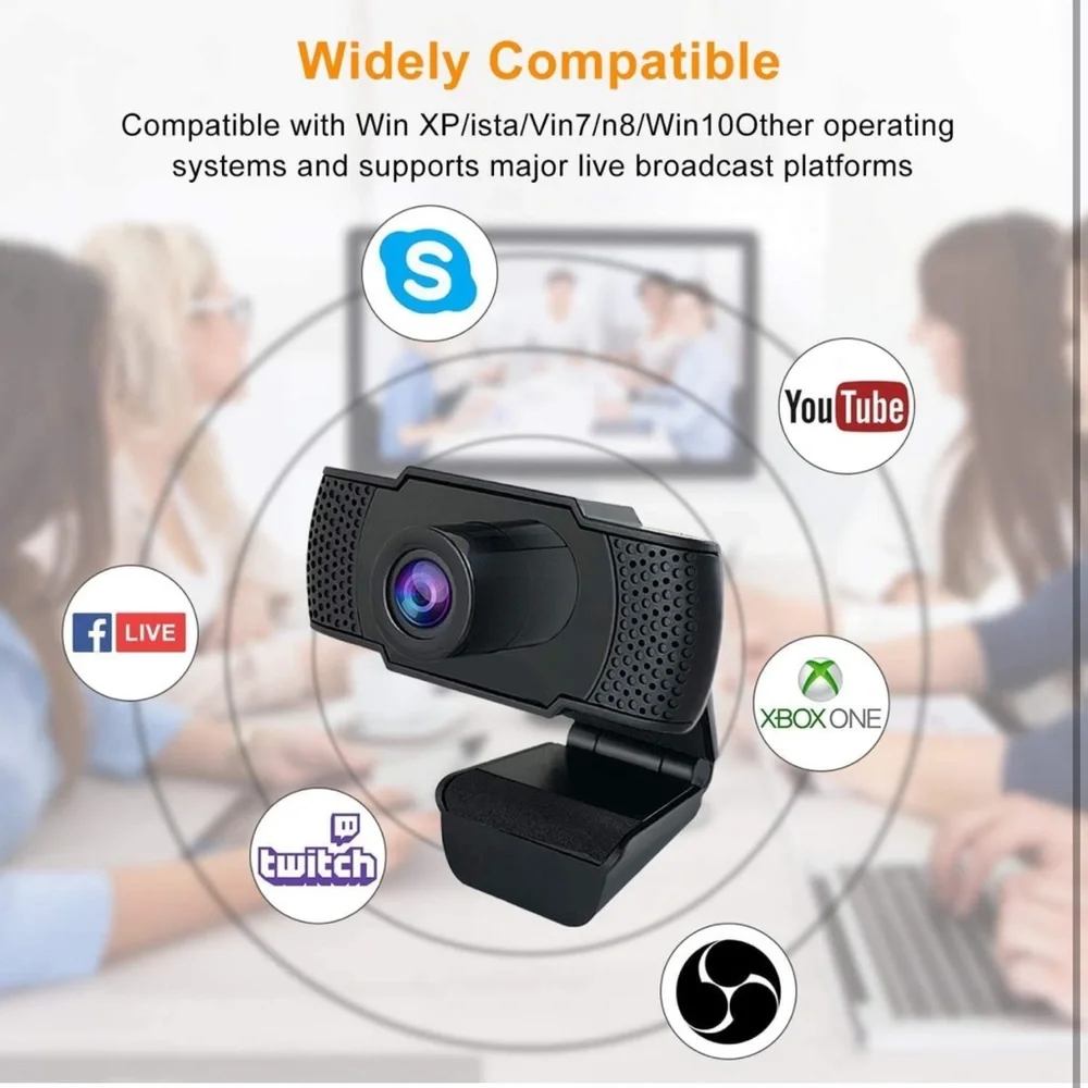 Webcam with Microphone,1080P PC Laptop Desktop Computer Camera USB 2.0 Full HD